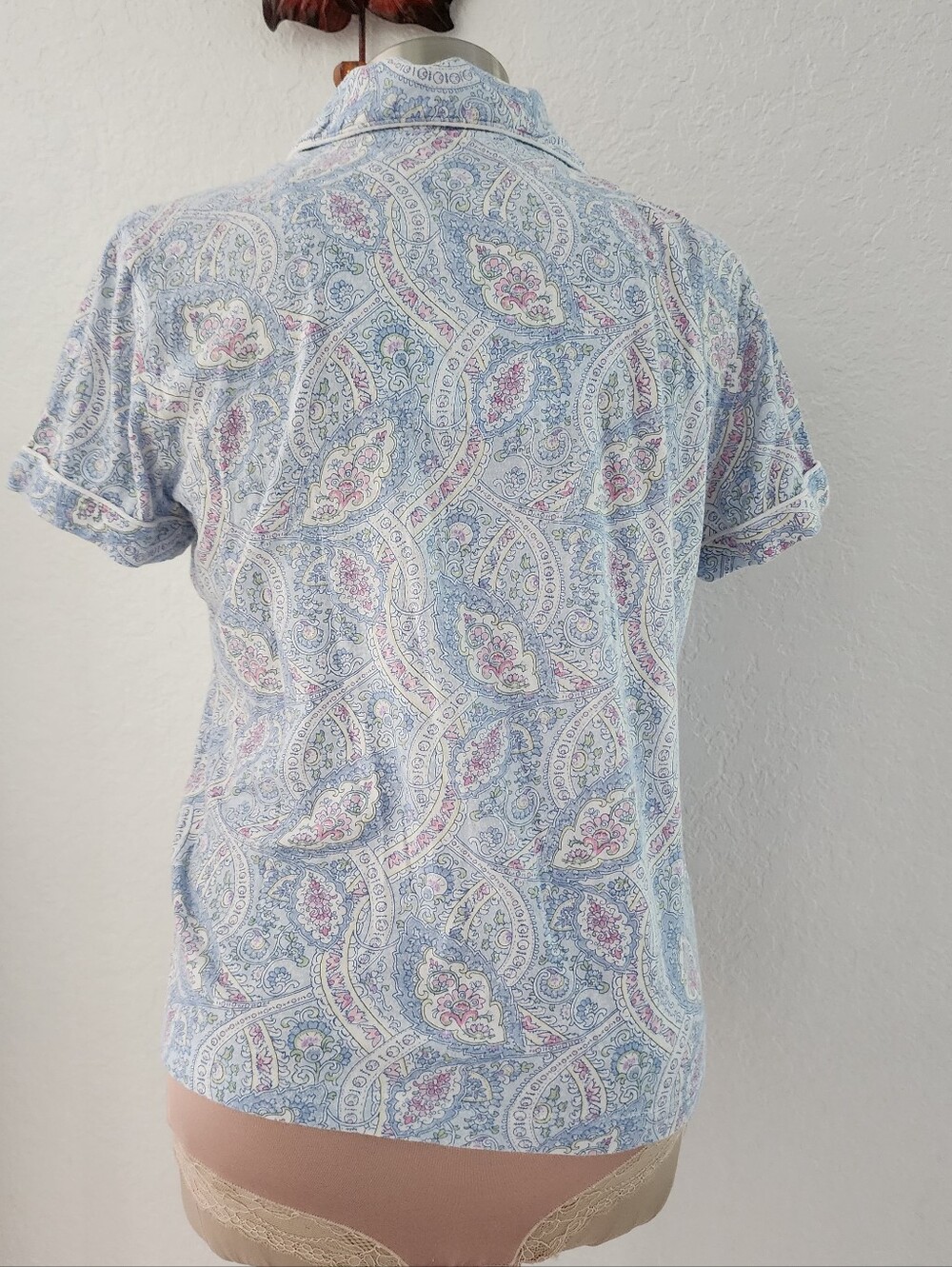 LAUREN RALPH LAUREN | Light Blue Paisley Short-Sleeve Pajama Set - Picture 2 of 16